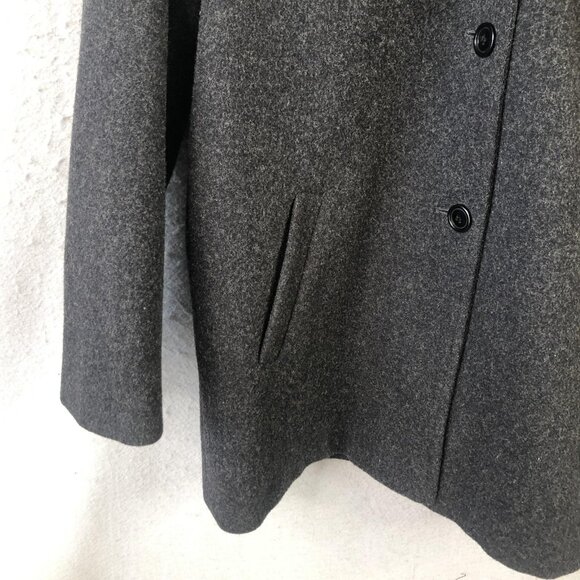 J. Percy Coat Womens Small Gray Hooded Merino Wool Lined Button Front Made USA - Picture 5 of 12